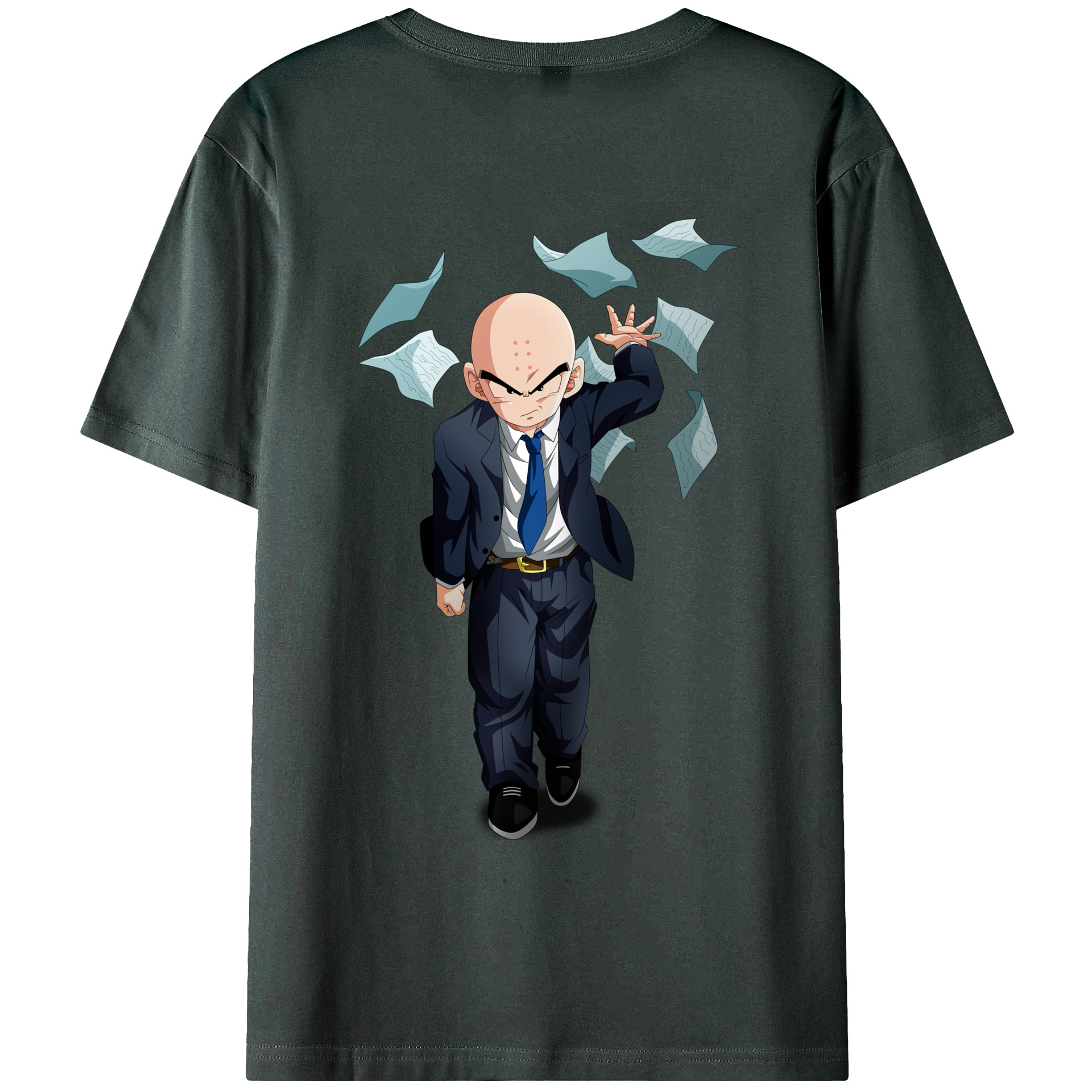 （画像用） ドラゴンボール クリリン DRAGON BALL krillin 綿100％ メンズ半袖Tシャツ（バックプリント） 通気性